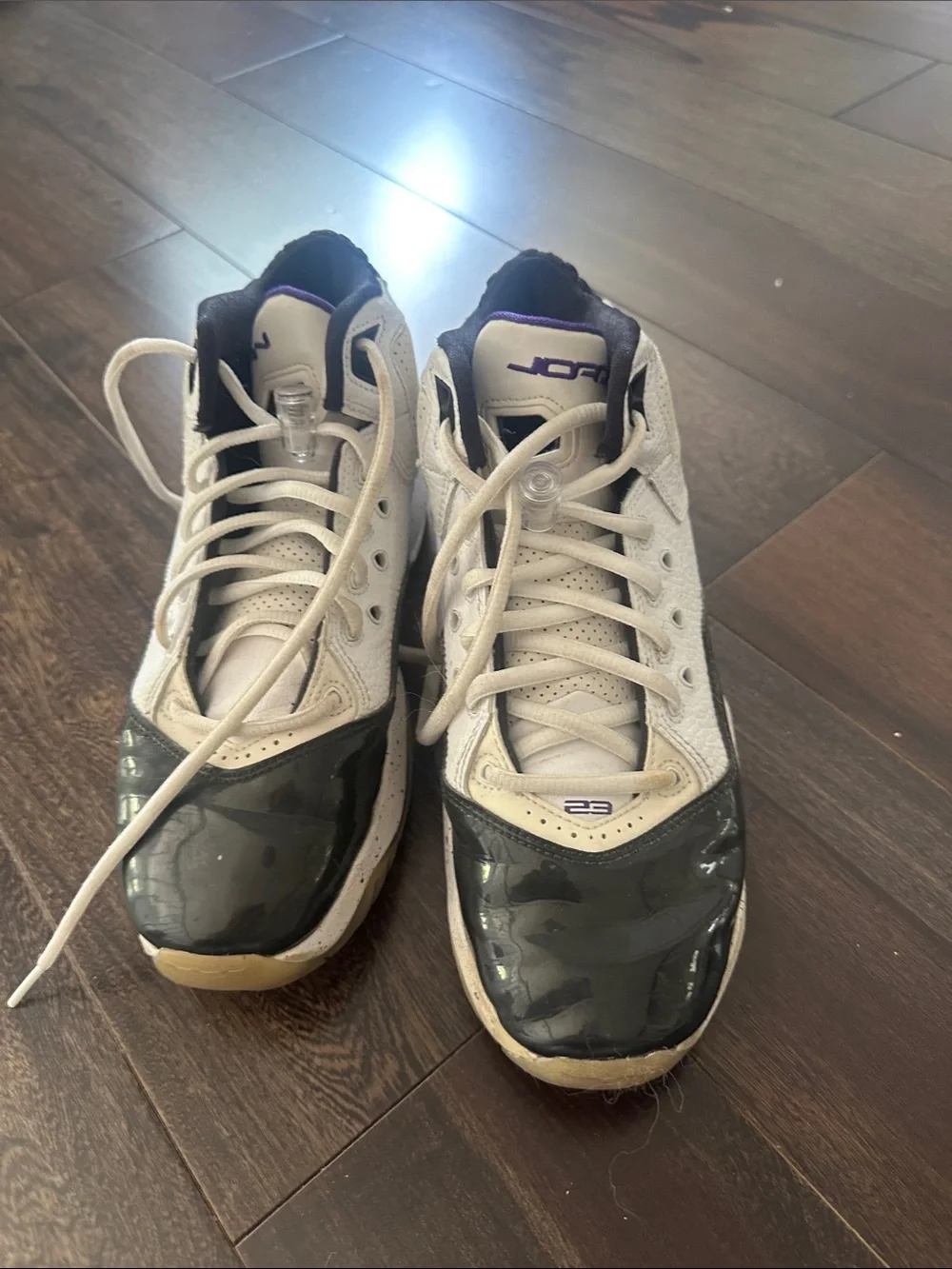 Jordan White Black Purple High-Top Basketball Shoes